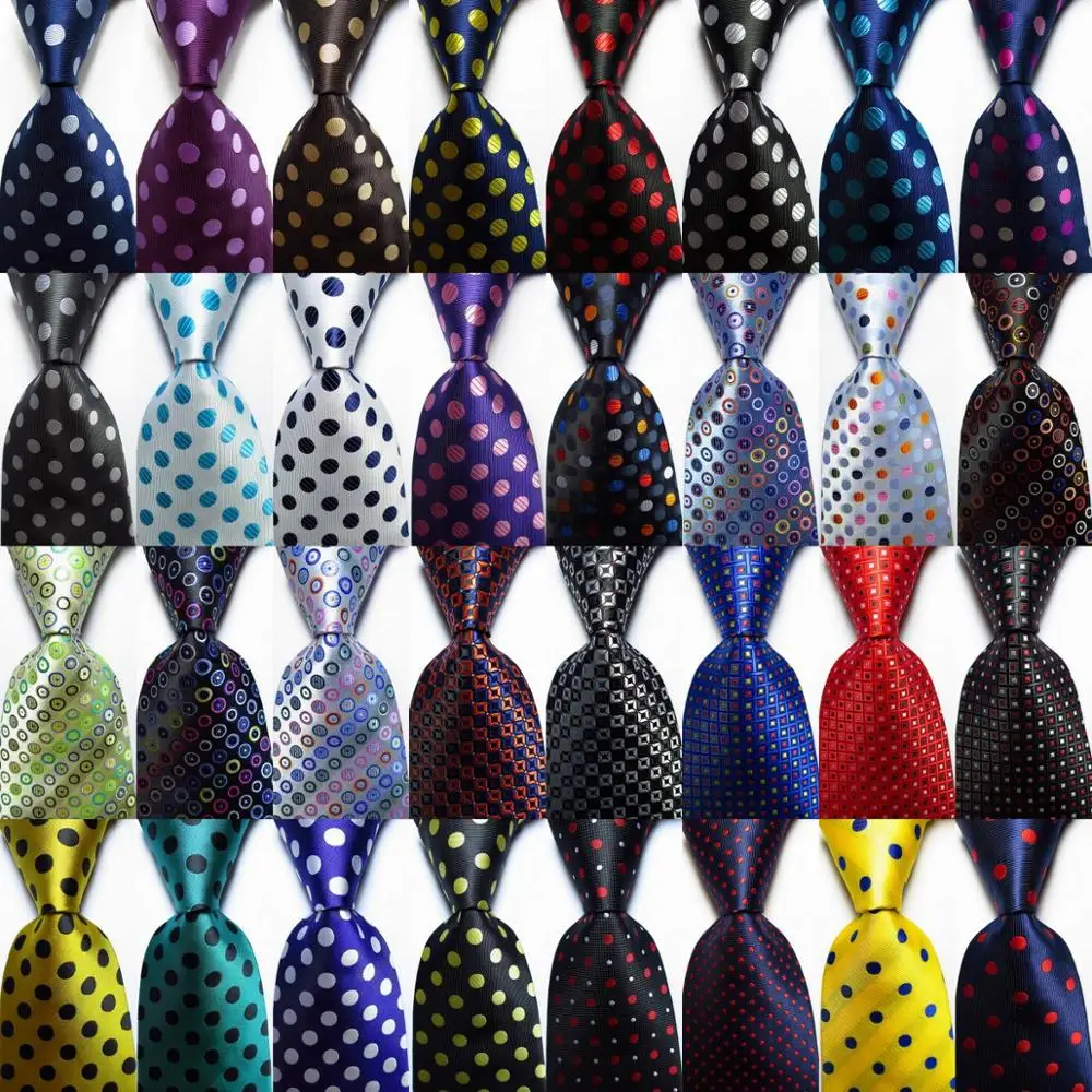 New Fashion Dot Tie Men's 9 cm Silk Necktie Set Gold Green Pink JACQUARD WOVEN Silk Men's Tie Necktie