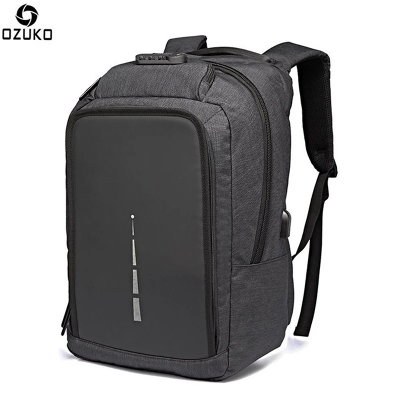 

Fashion Canvas Men's Backpack 17Inch Laptop Backpack External USB Charge Computer Backpacks Anti-theft Waterproof Bags for Men