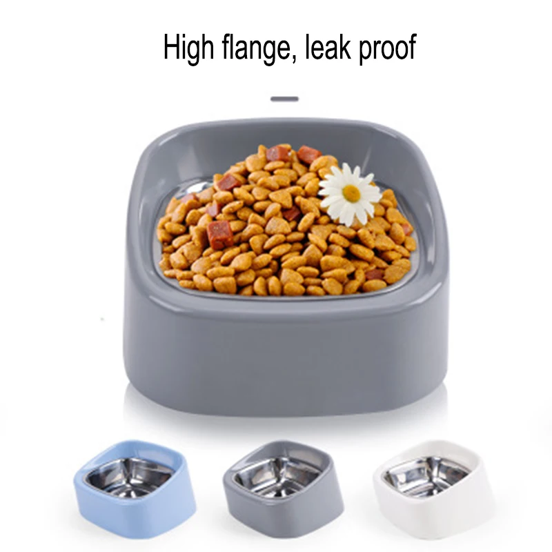 

Stainless Steel Anti-Slip Dog Bowl, Tilt Bowl for Neck Protection, Diagonal Plate, Cat and Dog Feed Dish, Small and Medium Sized