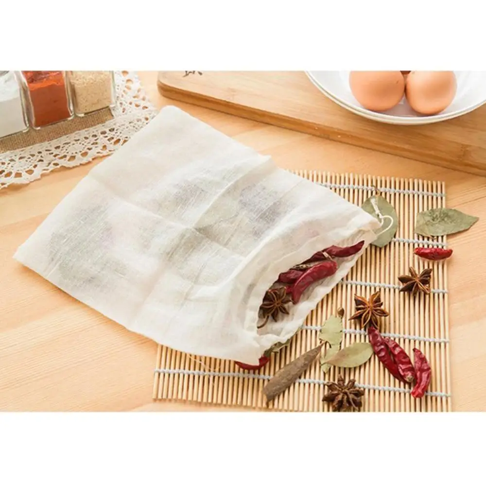 10Pcs Reusable Drawstring Cotton Filter Bags Tea Bag for Herbal Loose Tea Leaves Kitchen Cooking Spice disposable tea bags disposable tea filter bags