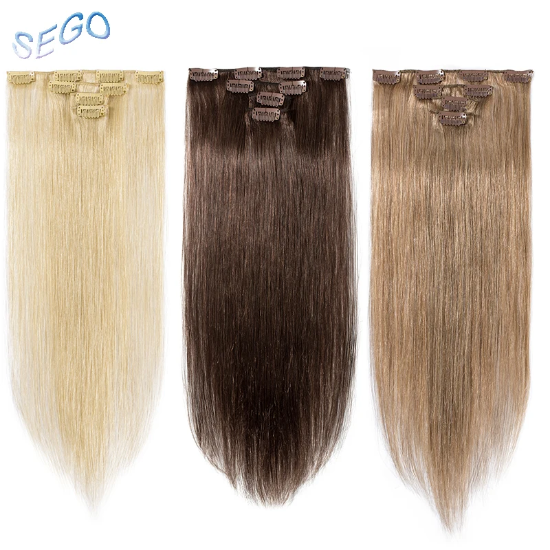 SEGO 12 "-22" 40 г 4 шт./компл. прямые человеческие волосы на заколках для
