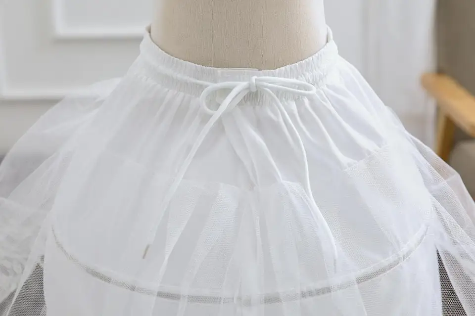 Enagua Niña Con 3 Aros – Falda Crinolina Blanca, Cintura Elástica Ajustable – Para Vestidos De Fiesta, Baile