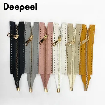 

Deepeel 1/3pcs 18cm PU Leather Metal Zippers Gold Silder for Purse Decoration DIY Handmade Coral Fleece Mesh Bags Accessories