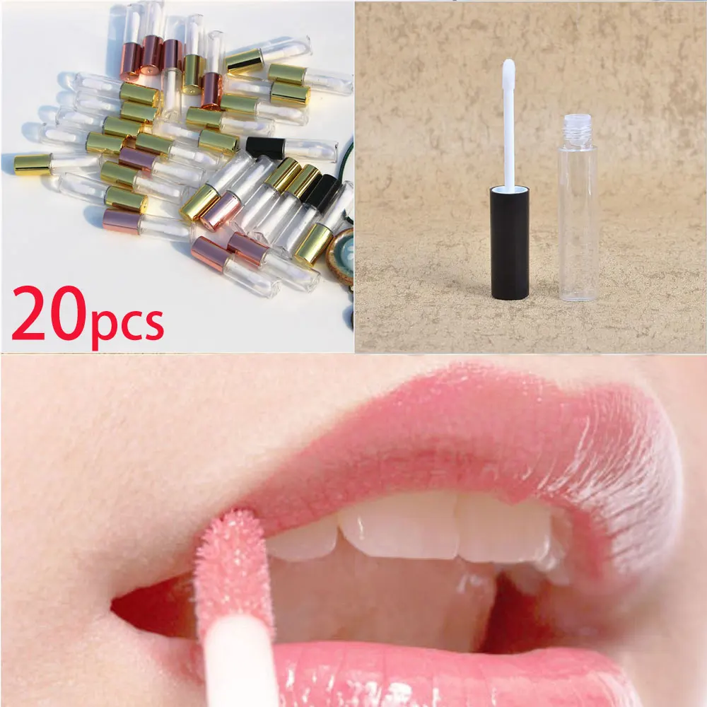 

20pcs x 1.2ml Mini Plastic Empty Clear Lip Gloss Tube Balm Bottles Containers PET Lipgloss Tubes