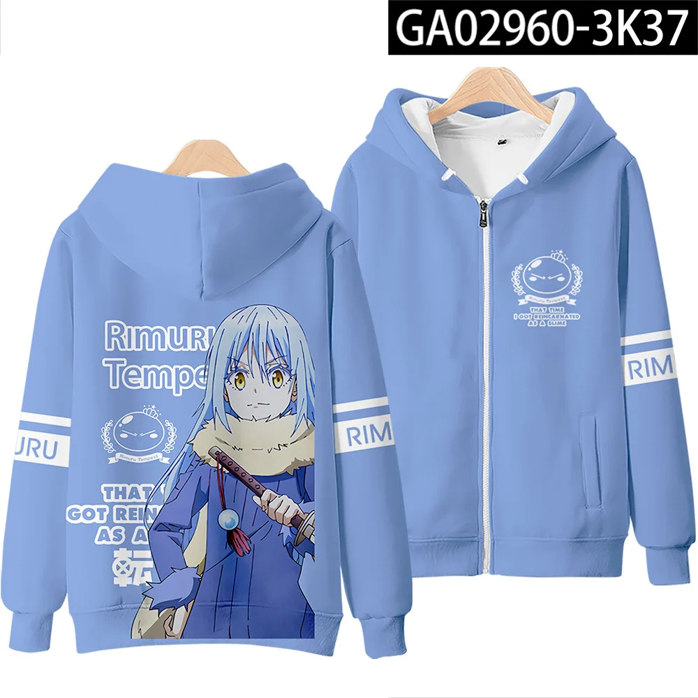 Anime That Time I Got Reincarnated As A Slime Rimuru Tempest Cosplay Costume Unisex 3D Hoodie Zipper Hooded Sweatshirt Outerwear morticia addams dress Cosplay Costumes