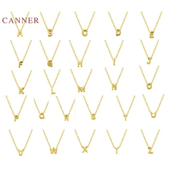 

CANNER A-Z 26 Letters Necklace 925 Sterling Silver Necklace For Women 2020 Gold 18k Jewelry Chain Choker Necklace Collares