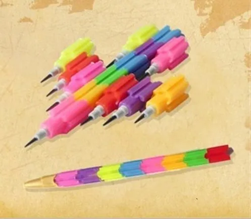 Building block pencils toy pen children's prize deformation pen color pen can be arbitrarily set with pencil wholesale spring summer baby kids girl sun block straw hat beach hollow out children girls hair pigtail braid wig bucket hat cap lace up