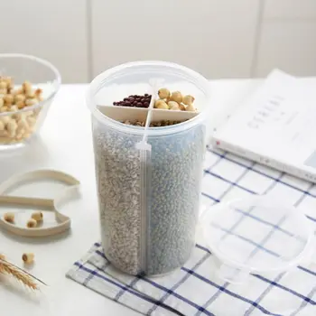 

4 Compartments Plastic Dry Food Storage Container With Airtight Seal Lid For Cereal Nut Snack Pet Food And More*