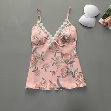 Сексуальное Женское атласное белье с цветочным принтом, женская кружевная ночная рубашка, костюм для сна с бретельками, женское нижнее белье