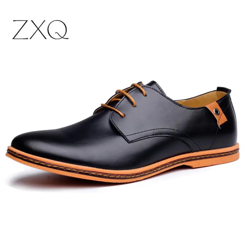 2021 Leather Casual Men Shoes Fashion Men Flats Round Toe Comfortable Office Men Dress Shoes Plus