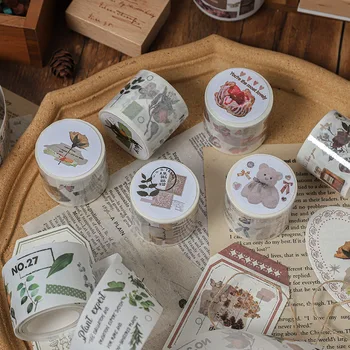 

Vintage Bear Flowers Washi Tape Kawaii Paper Masking Diy Journal Scrapbooking Stickers Stationery