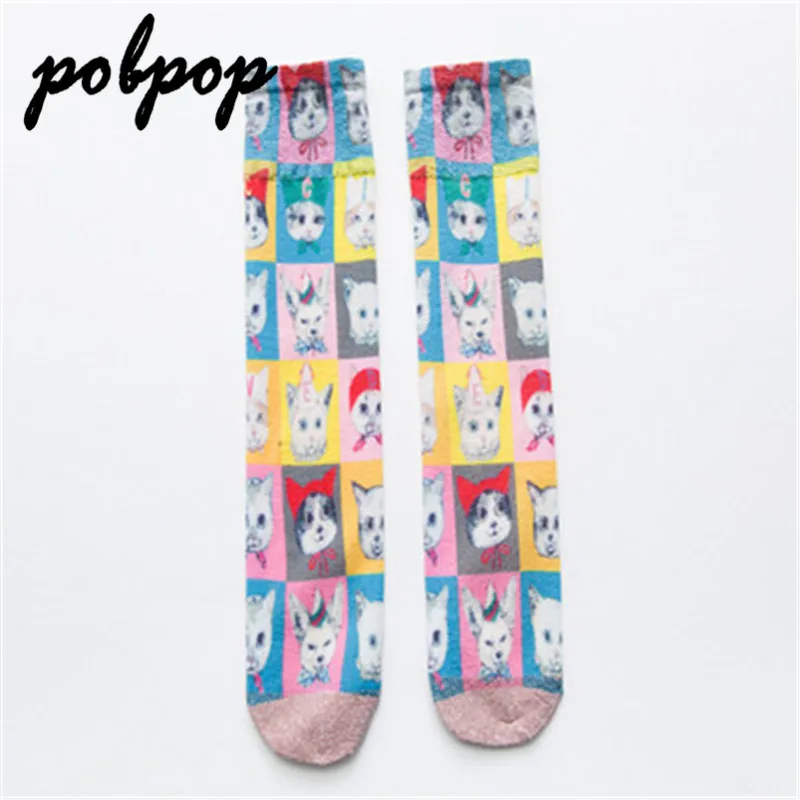 Теплые носки с 3D принтом, модные женские носки забавная новинка, креативные Носки с рисунком, уличный тренд,, хлопок