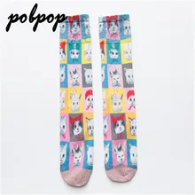 Теплые носки с 3D принтом, модные женские носки забавная новинка, креативные Носки с рисунком, уличный тренд,, хлопок