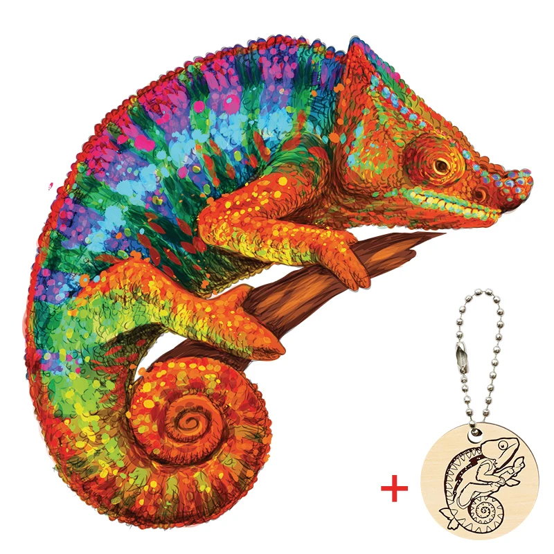 3D Chameleon DIY Magic Game Toys Wooden Jigsaw Puzzle 2021 Best New Year Gift for Adult Children Kid Educational Puzzle En Bois