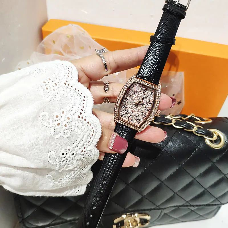 

Fashion Tonneau Watch Women Top Brand Luxury Watch Fully Diamond Women Watches Rhinestone Quartz Watch relojes para mujer M020