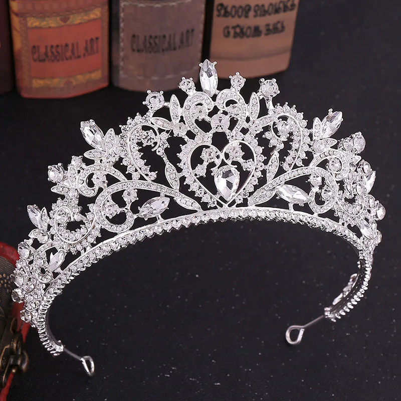 Retro Baroque Tiaras Crown Headpiece Rose Gold/Silver Color Crystal Diadem Princess Bride Noiva Wedding Hair Accessories Jewelry