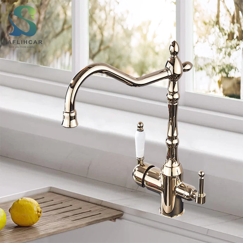 Single Cold Brushed Nickel Kitchen Sink Swivel Drinking Water Purifier Faucet 
