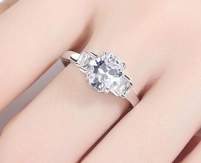 YGU06 925 Silver Primary Zircon Wedding Girl Ring Birthday Party Gift