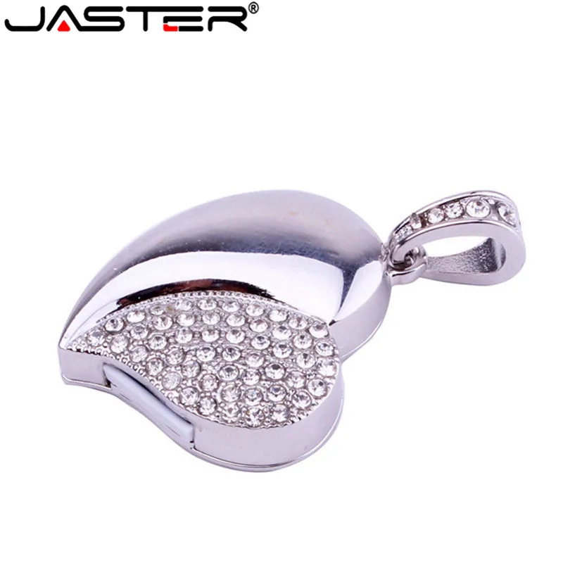 JASTER полную мощность! Алмазный кристалл сердце USB флеш-накопитель карта памяти Флешка 4 ГБ/8 ГБ/16 ГБ/32 ГБ ожерелье сердце любовь