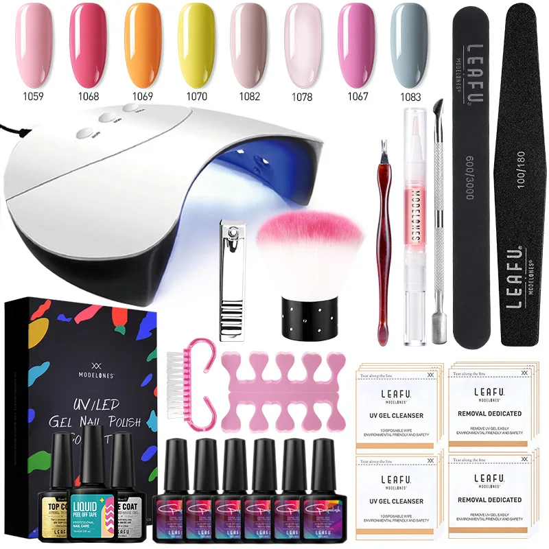 Modelones, 23 шт./лот, маникюрный салонный светодиодный Гель-лак, светодиодная лампа, маникюрные инструменты для ногтей, наборы, не впитывается, Базовое покрытие, Гель-лак, наборы для ногтей