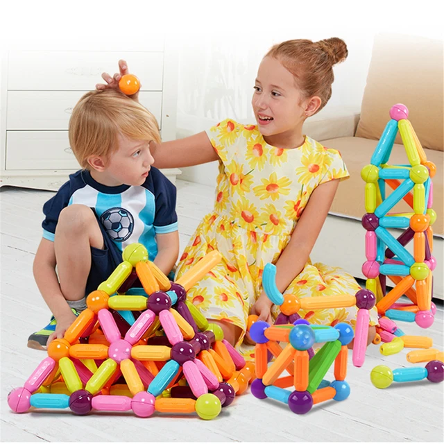 25-64Pcs Big Size Magnetic Stick Building Blocks game magnets children Set Montessori Educational Toys For Children Boy Girl 2
