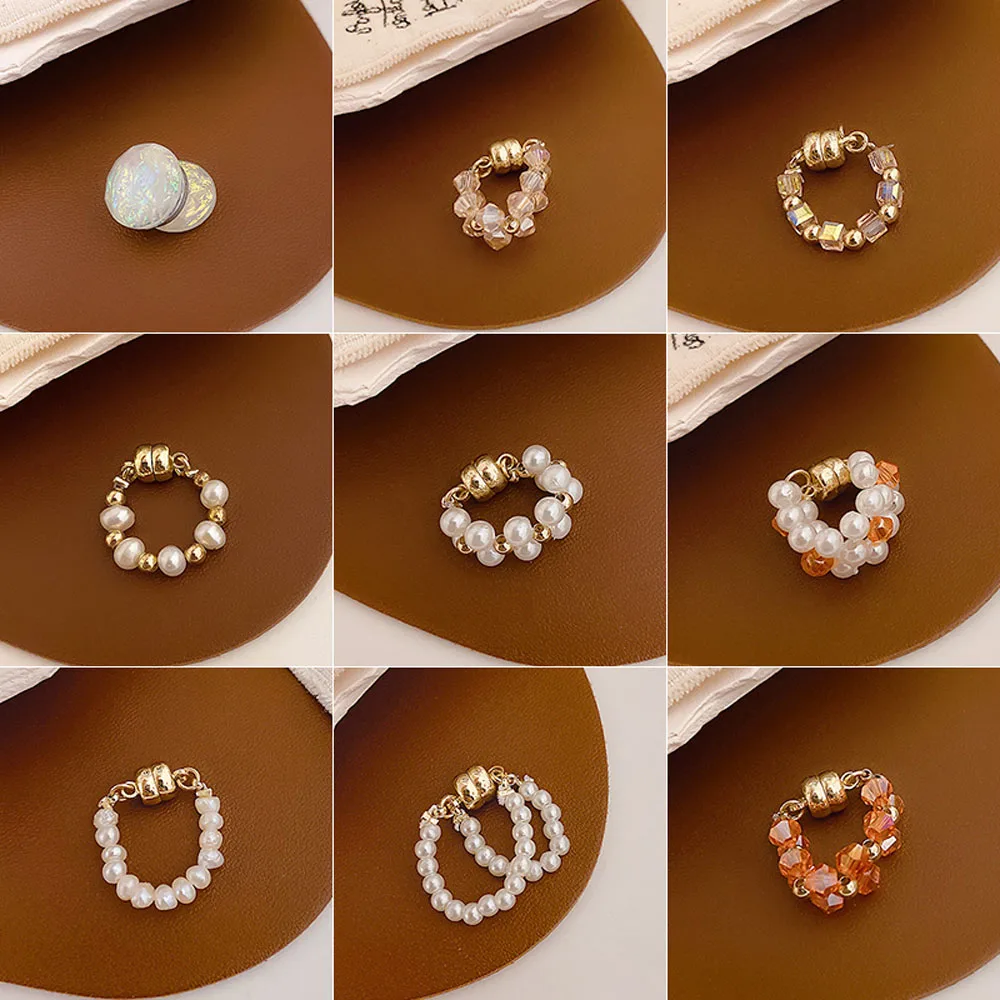 Boho Colourful Beads Magnetic Ear Cuff Korean Handmade Beaded Circle Pearl Clip On Earrings For 