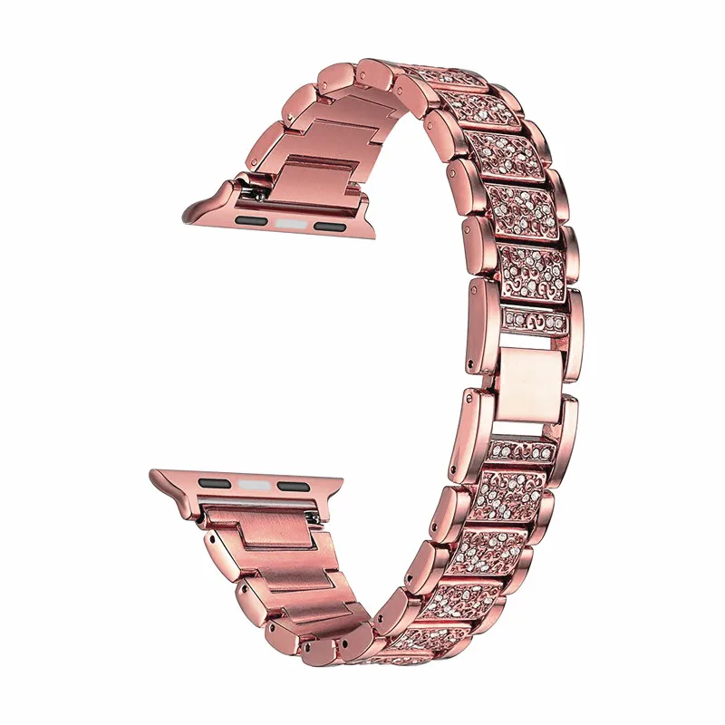Женский ремешок для Apple Watch, ремешок 40 мм, 44 мм, iWatch, ремешок 38 мм, 42 мм, браслет из нержавеющей стали, ремешок для Apple watch 5, 4, 3, 21, 38, 40 - Цвет ремешка: pink gold