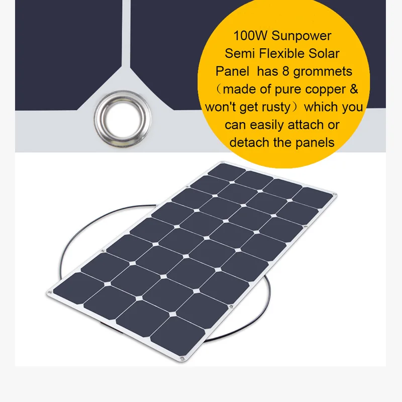 Завод горячие продажи 18V 23.5% высокой эффективности semi гибкая 100W солнечная энергия солнечная панель