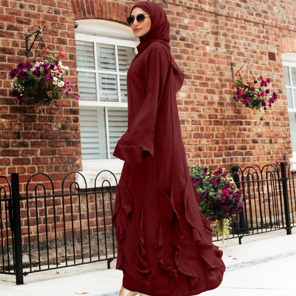 Рамадан Eid Djellaba Abaya кимоно Дубай Кафтан мусульманский кардиган Abayas Женский