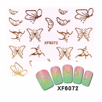New Styles 3D Nail Stickers Beauty  Hot Gold Butterfly Design Nail Art Charms Manicure Bronzing Decals Decorations Tools  6072