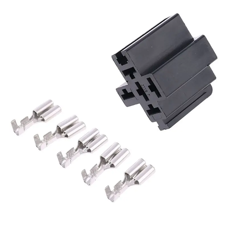 

Drop Shipping 40A 5 Pin Relay Connector Socket with 5 x 6.3mm Terminals Car Truck Vehicle Relay Case Holder