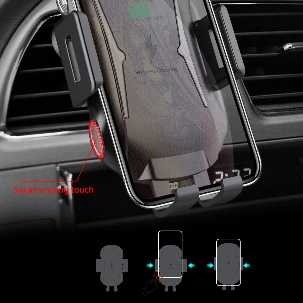 Беспроводное зарядное устройство Автомобильный держатель для телефона Qi индукционный умный датчик Быстрая зарядка подставка крепление для samsung S10 Note 10 iPhone 11 Pro Max