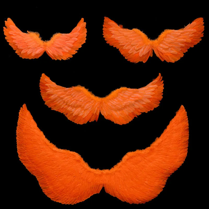 S/M/L взрослый Ангел перо Крылья фото реквизит шоу костюм Свадебная вечеринка дети подарок на день рождения Рождество Хэллоуин украшения navidad - Цвет: orange