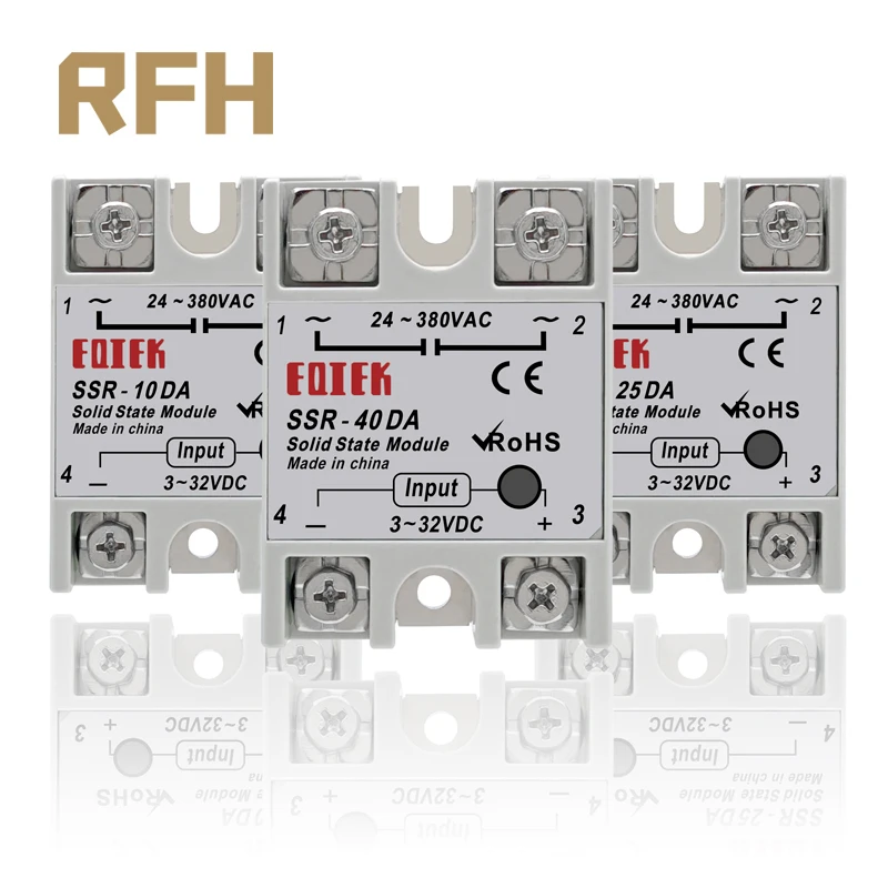 SSR -10DA/25DA/ 40DA DC Control AC SSR White Shell Single Phase Solid State Relay Without Plastic Cover