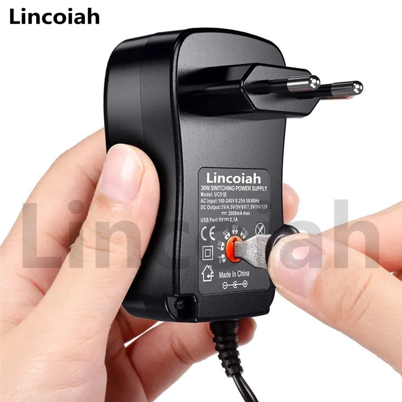 Universal Adapter AC 100-240V DC 3V 4.5V 5V 6V 7.5V 9V 12V 30W Multi-function Adjustable Power Supply for LED Light Strip Camera 5