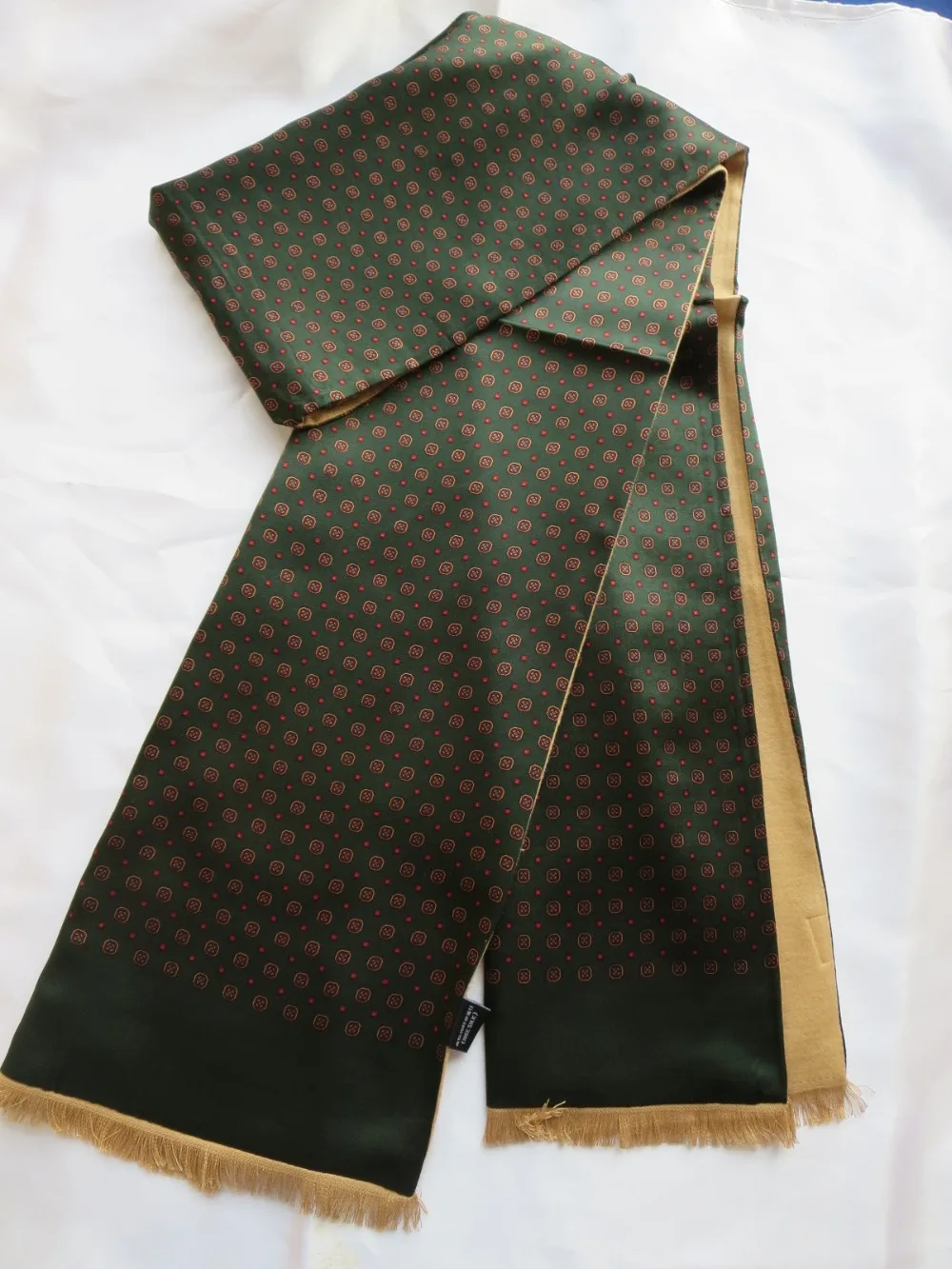 Мужской шелковый шарф мягкий длинный шейный платок винтажный элегантный удобный 170*30 см 9 цветов