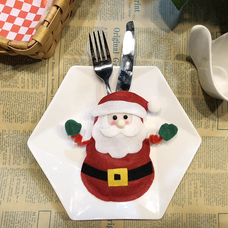 9 Style Silverware Cutlery Holders Santa Clause Snowman Elk Fork Knife Pockets Dinner Table Decor Christmas Decorations for Home - Цвет: santa claus 2