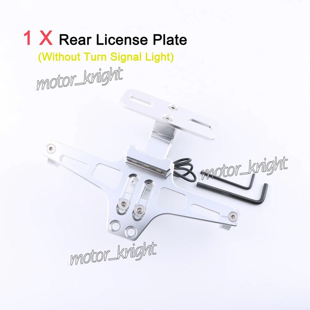 Держатель номерного знака для мотоцикла, кронштейн, светильник указателя поворота для Kawasaki Z400 W800 Z125 Z1000 VERSYS1000/650X300 Z650 Z900 Z300 - Цвет: Серебристый
