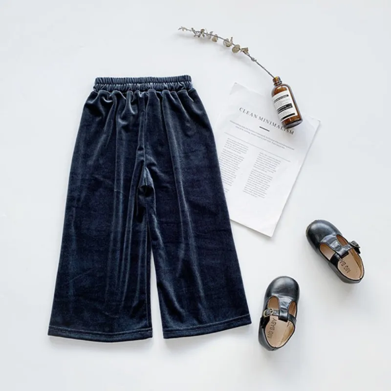 Black Детская одежда штаны для девочек Модная одежда для детей, Детская мода для девочек; осенние хлопковые брюки с широкими штанинами спортивные Повседневное для маленьких детей; однотонная; Детские прямые брюки с изображением для девочек - Цвет: Black