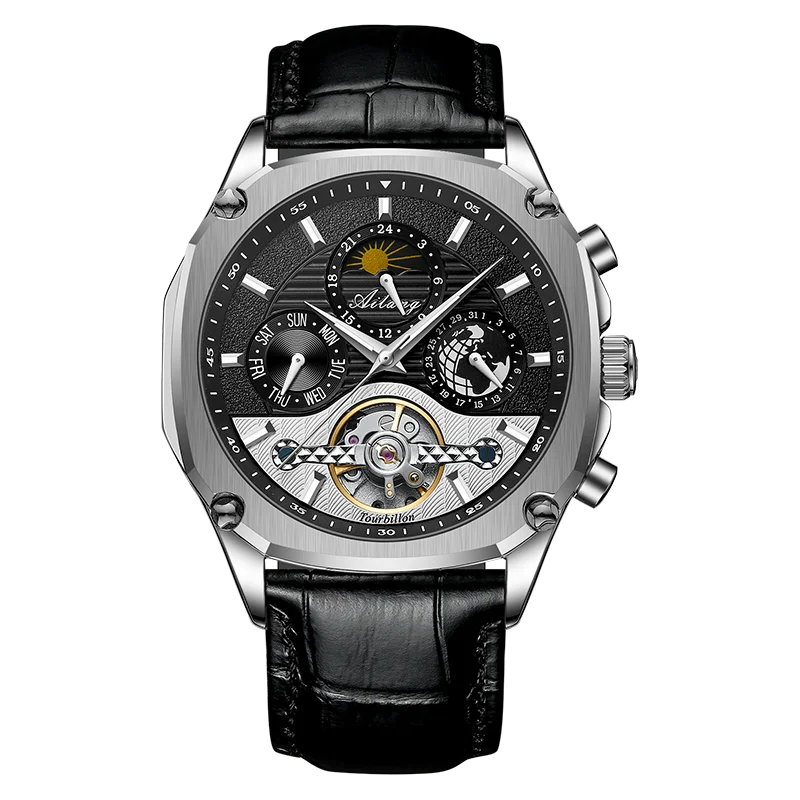 2022 new AILANG brand men's mechanical watch hollow waterproof automatic business men's stainless steel watch