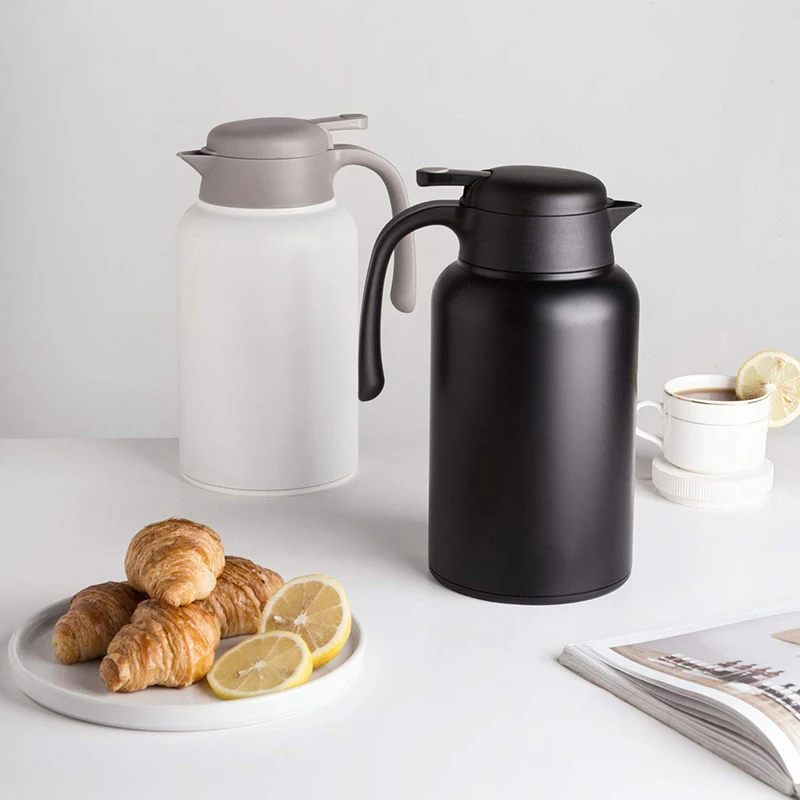Thermal Coffee Carafe Stainless Steel- Heavy Duty, 24Hr Lab Tested Heat Retention, 2 Liter 68Oz Insulated Coffee Thermos, Water