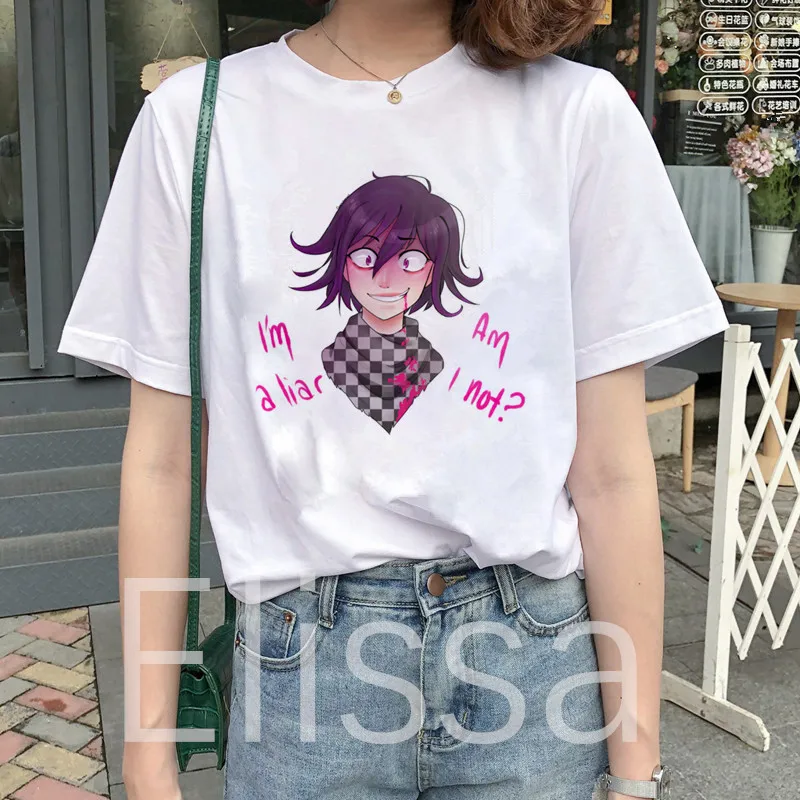 Футболка женская с принтом аниме Kokichi Oma, модная забавная графическая рубашка с принтом истины и лжи, повседневный топ с коротким рукавом