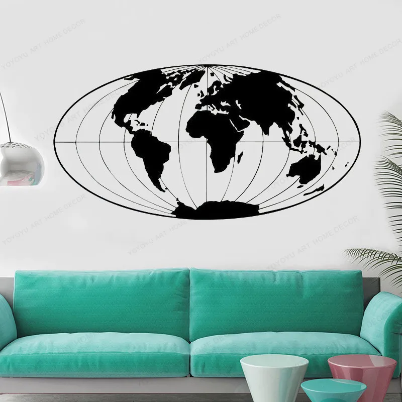 Mappa Del Mondo Decalcomania Della Parete Planet Earth Geographic Globe Wall Sticker Home Wall Decor Office Wall Art Murale Jh93