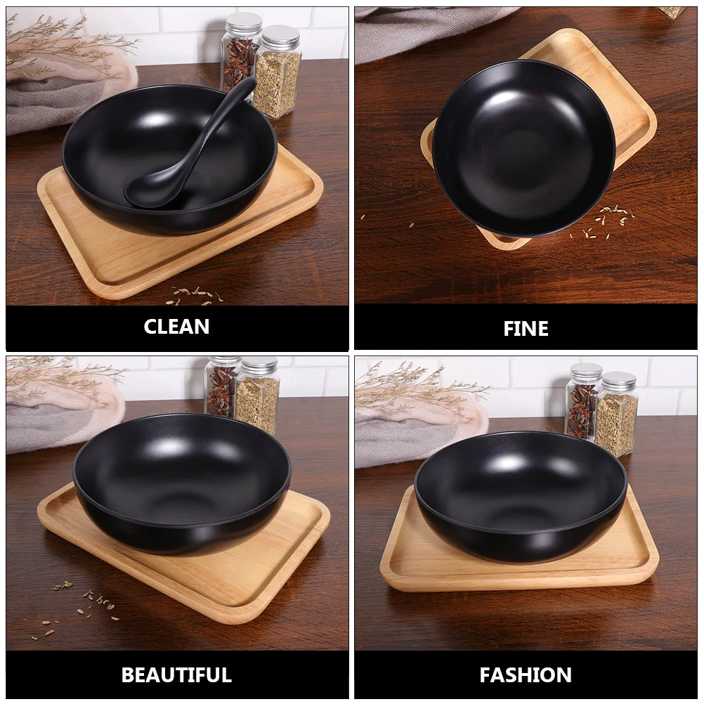 2Pcs Japanese Style Ramen Bowls Stylish Food Container Black Noodle Bowls  Imitation Porcelain Japanese Ramen Bowls