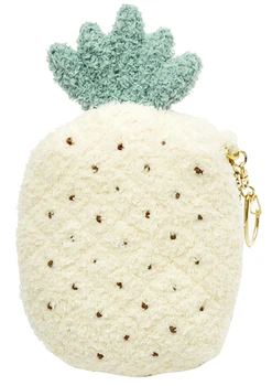 

QZUnique Women's Plush Handbag Pineapple Shape Wallet key Chain Coin Purse