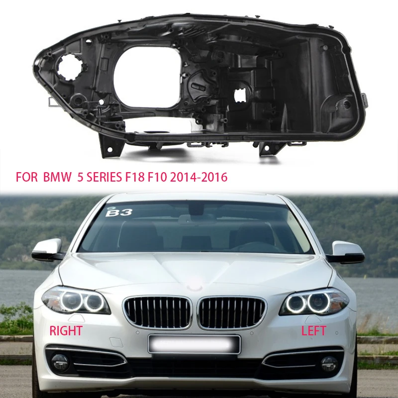 buy F18 f10 black back shell for BMW 5 Series headlight base black rear case headlights body black protective cover 2014 2016