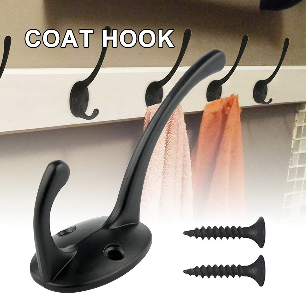 Heavy Duty Coat Hooks Wall Mounted Hat Hardware Dual Prong Retro