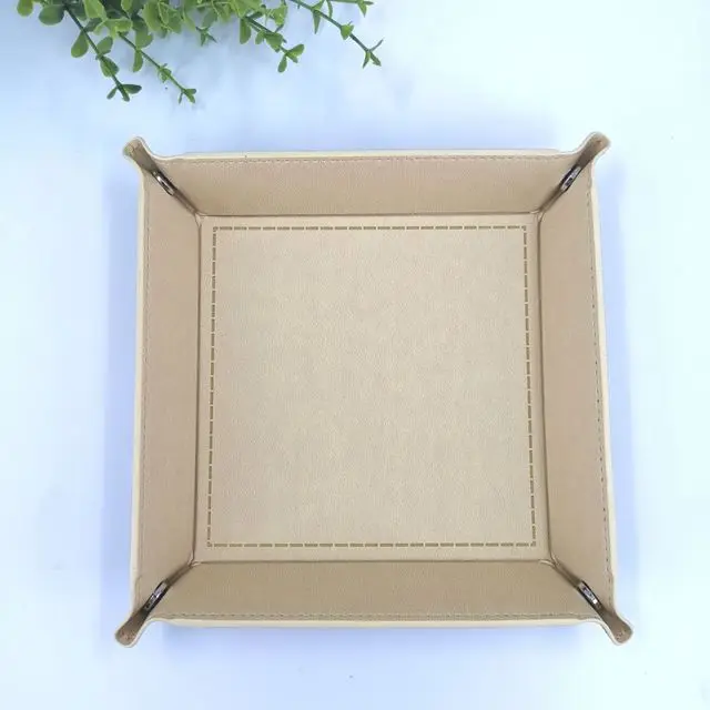 Khaki Игральные кости DnD лоток dados de rol для хранения 17 цветов pu кожаная складная коробка для RPG DnD игры кости футляр для хранения дропшиппинг - Color: Khaki
