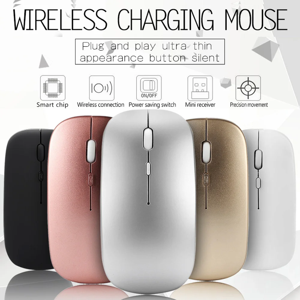 

Wireless Mouse Silent Computer Mouse 2.4Ghz 1600 DPI Ergonomic Mause Noiseless USB PC Mice Mute Wireless Mice for Laptop