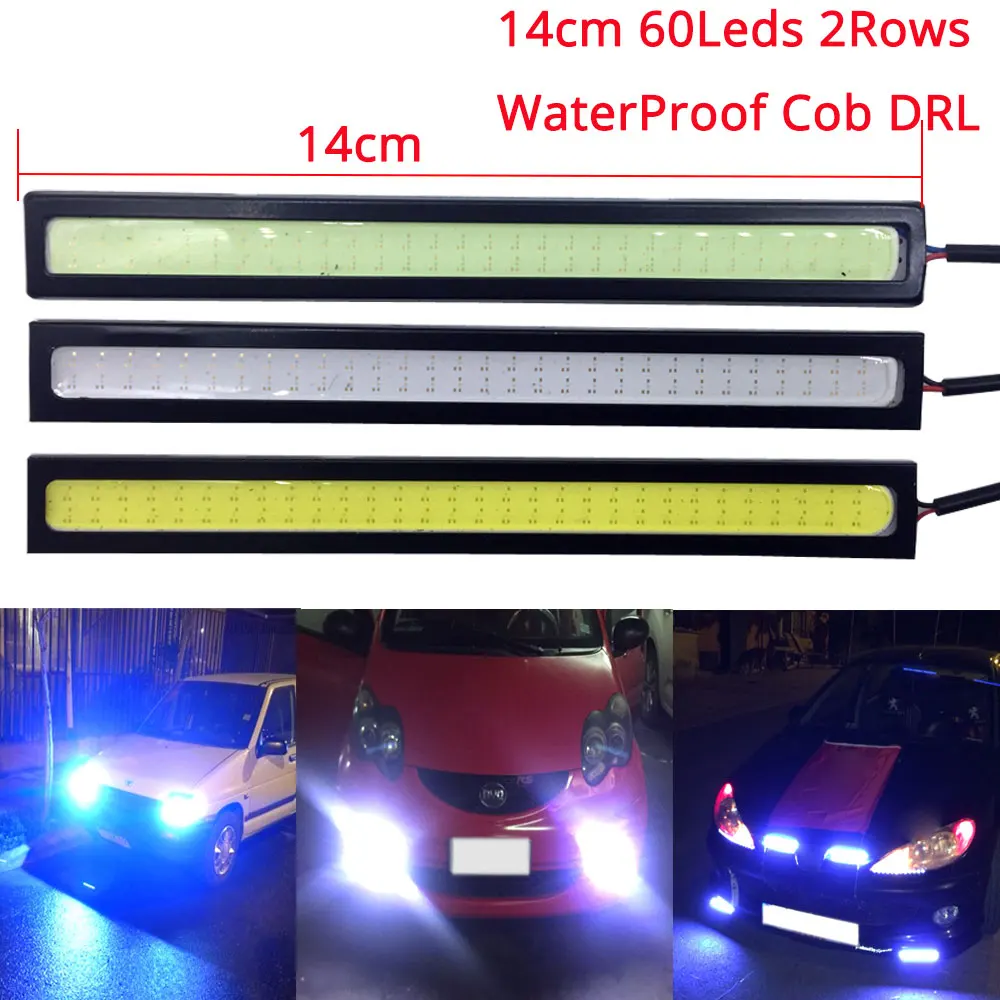 2x14cm White Waterproof COB Super Car LED Lights for DRL Fog Driving Lamp A1